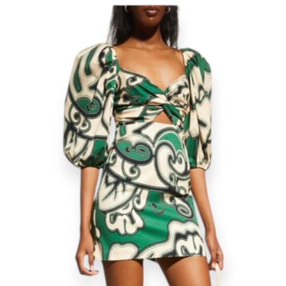 Revolve Alexis Iana Printed Puff Sleeve Dress Dress in Maldive Green size S NWT - Picture 6 of 15